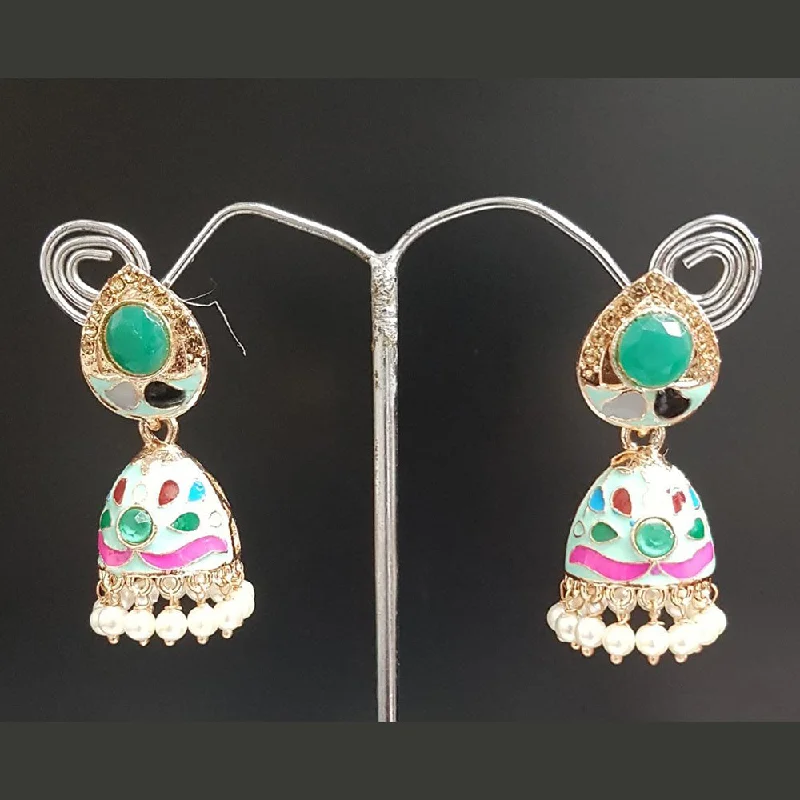 Unique Earrings for Party-Shreeji Gold Plated Meenakari Earrings