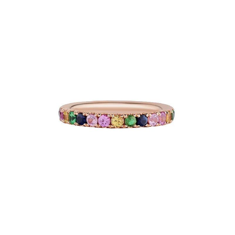 Classic Gold Engagement Ring-RAINBOW ETERNITY BAND