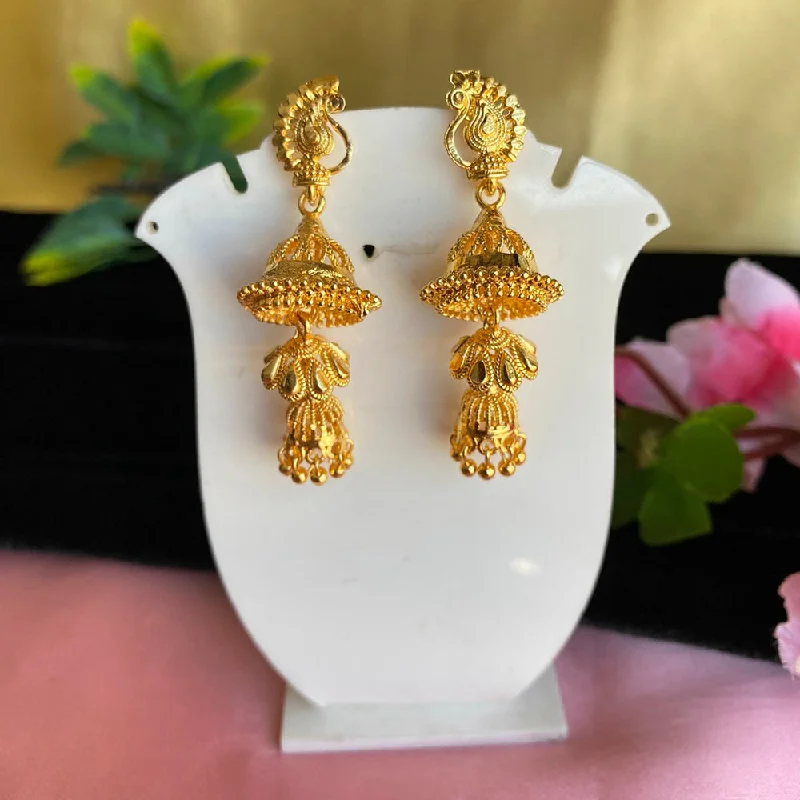 Artistic Earrings-Mahavir Gold Plated Jhumkis Earrings