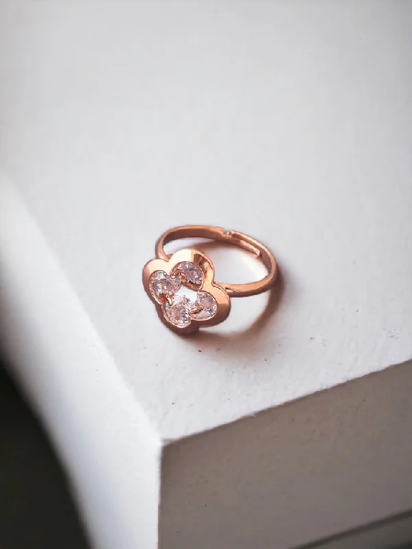 Women’s Ring with Gemstones-Rose Gold Indrika Adjustable Zirconia Ring