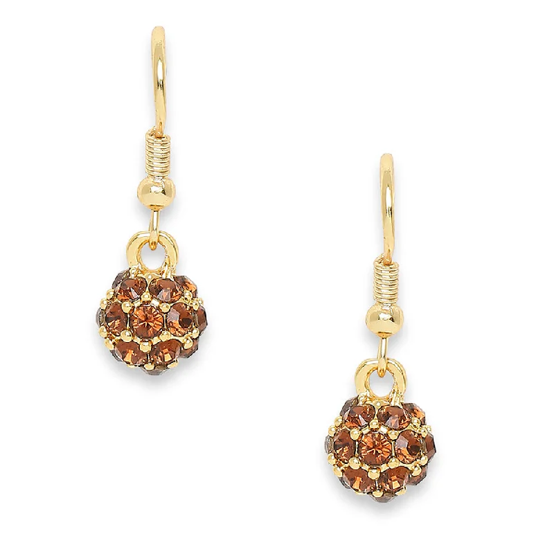 Sunflower Earrings-Mahi Royal Sparklers Brown Crystals Ball Earrings for Women (ER1109754GBro)