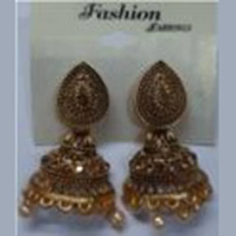 Natural Stone Earrings-Infinity Jewels Gold Plated Jhumki Earrings