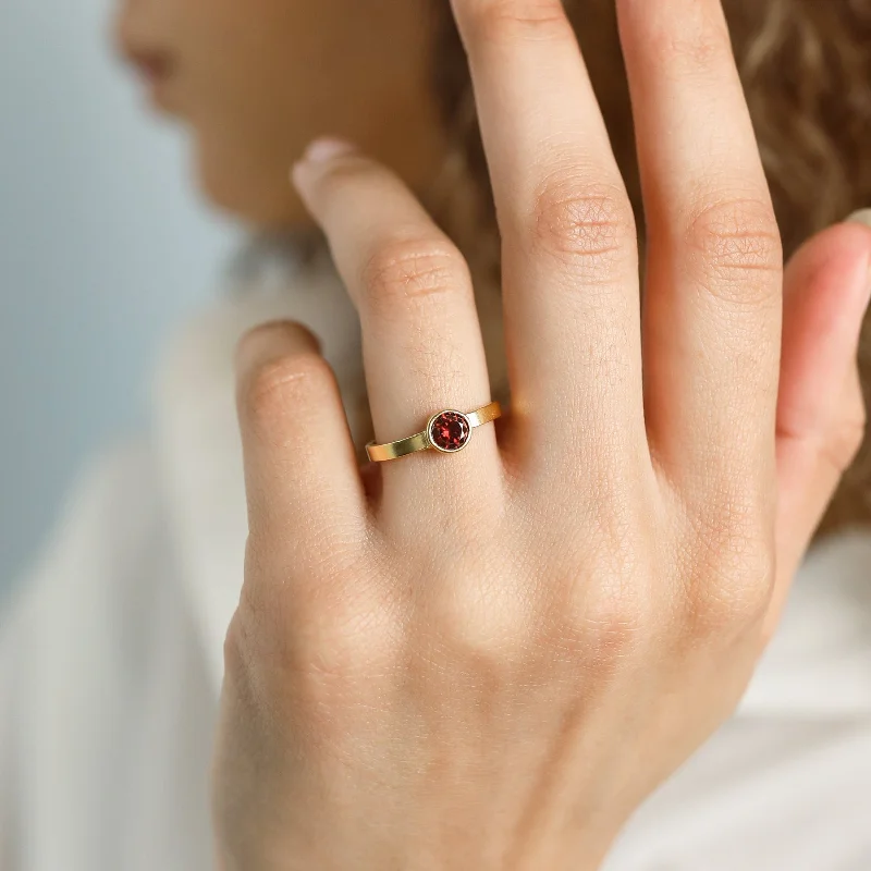 Simple Diamond Band-Birthstone Signet Ring