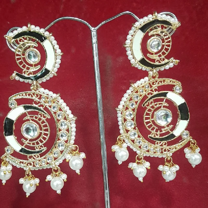 Black Hoop Earrings-Shreeji Gold Plated Meenakari Earrings