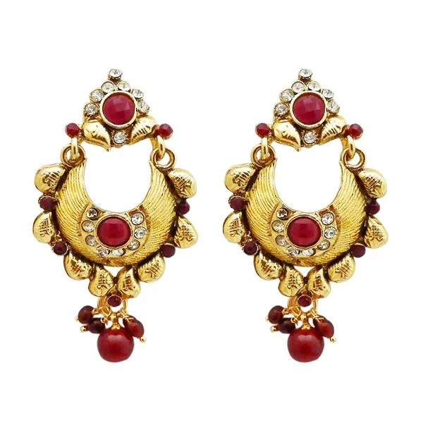 Long Dangle Earrings-Kriaa Gold Plated Austrian Stone Dangler Earrings - 1304955