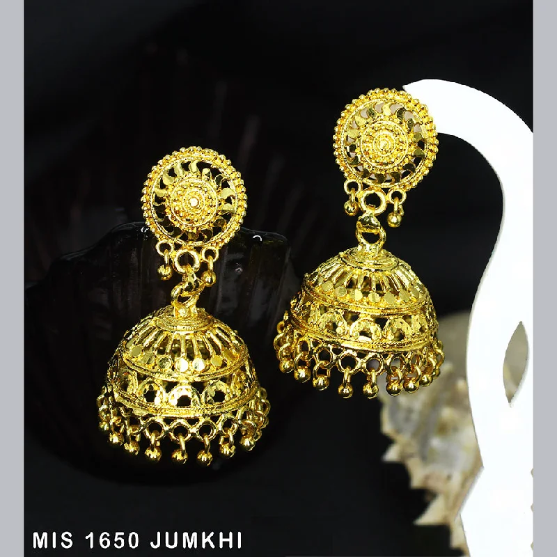 Silver Jewelry Earrings-Mahavir Dye Gold Jhumki Earrings