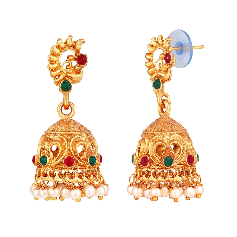 Elegant Drop Earrings-Shrishti Fashion Glimmery Peacock Gold Plated Jhumki Earring For Women