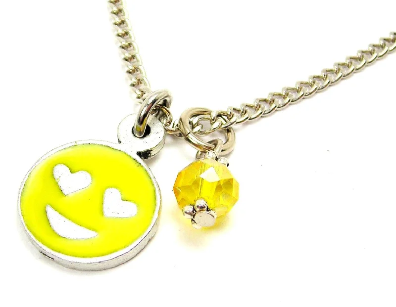 Heart Pendant Necklace for Women-Hand Painted Love Emoji Necklace