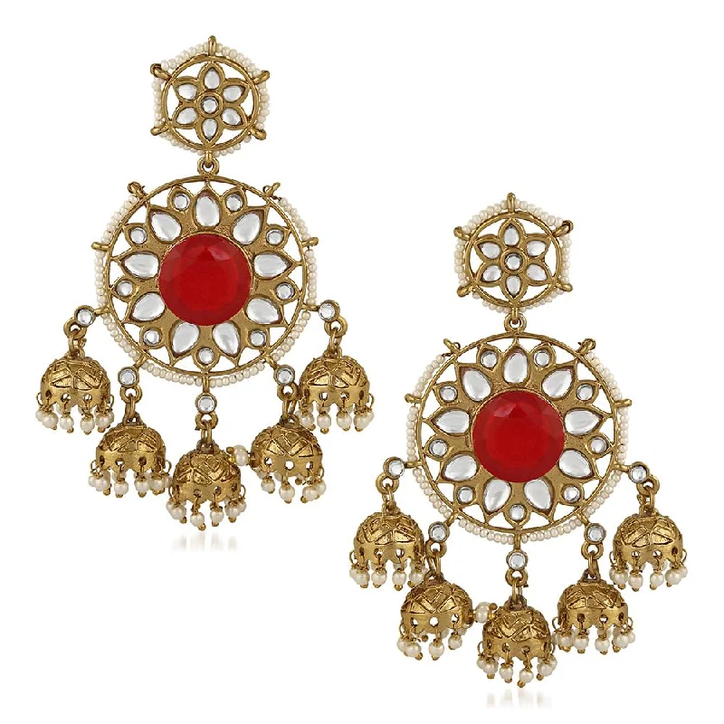 Enamel Earrings-Mahi Dangler Jhumka Traditional Earrings with Artificial Pearl for Women (VECJ100214)