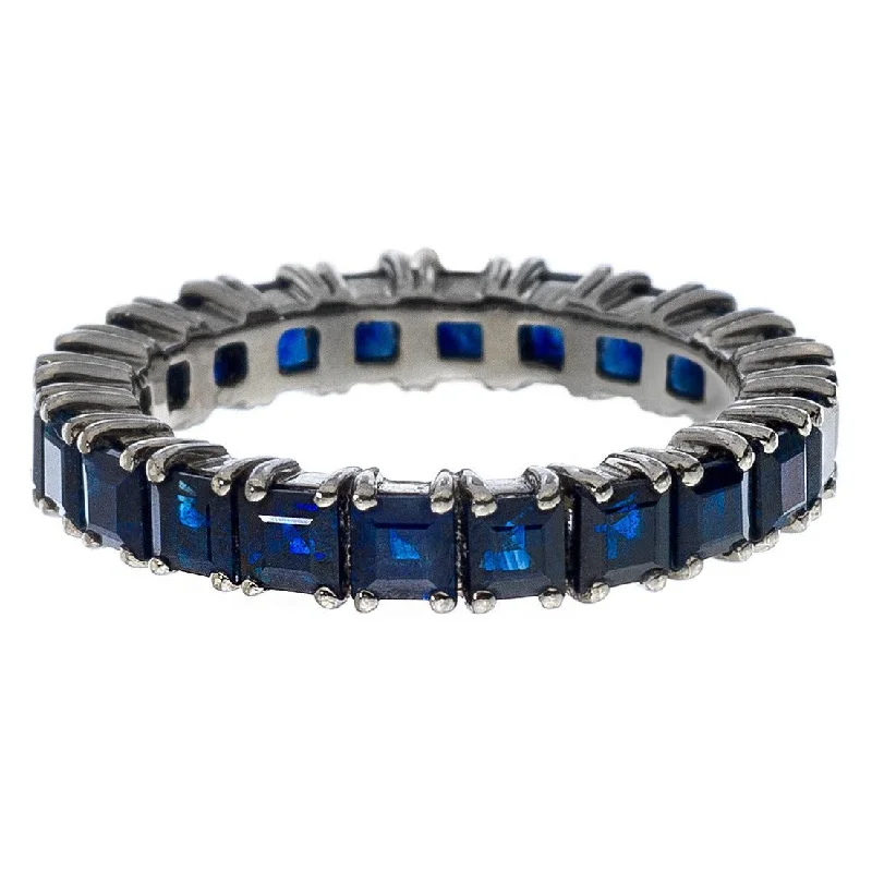 Stackable Wedding Bands-Josie Band Silver Sapphire