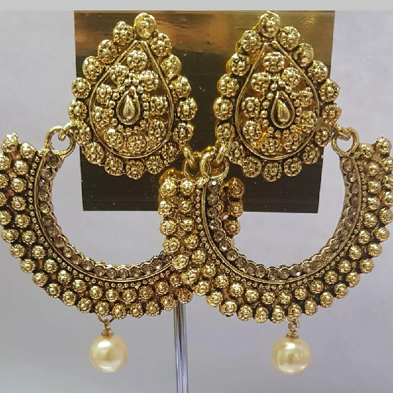 Gold Hoop Earrings-Shreeji Austrian Stone Gold Plated Dangler Earrings-ShreejiEar10