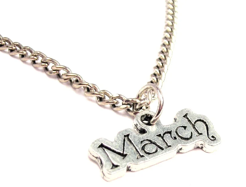 Long Chain Necklace-March Single Charm Necklace