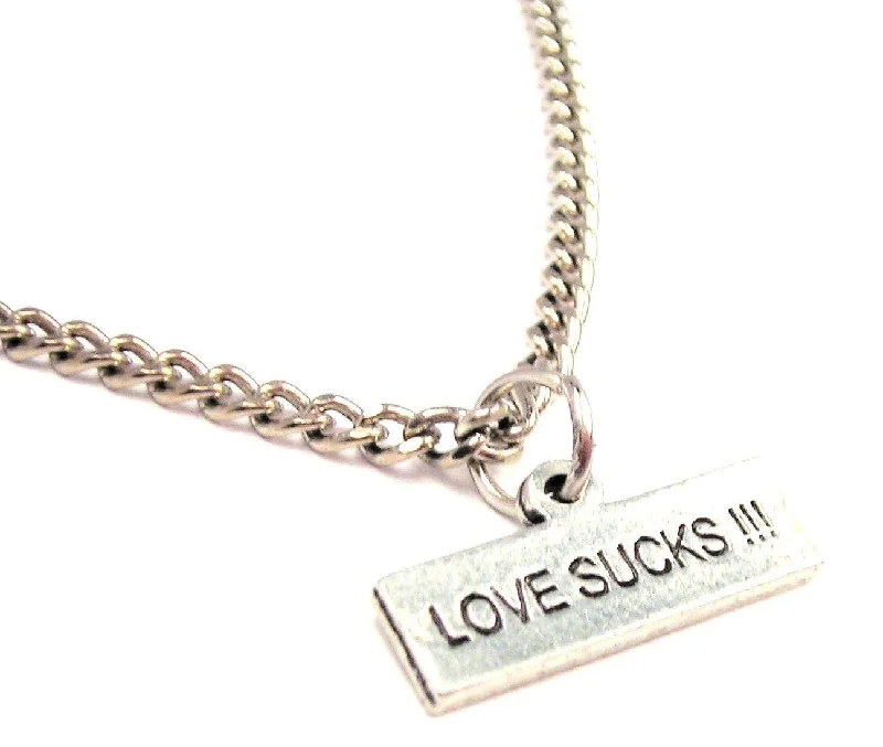 Simple Gold Necklace-Love Sucks Single Charm Necklace