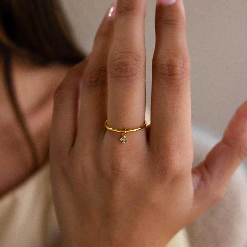 Men’s Gold Signet Ring-Dainty Birthstone Drop Ring