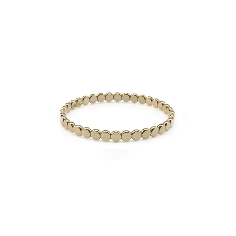 Classic Solitaire Ring-Gold Beaded Stacking Ring