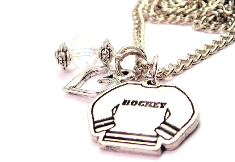 Long Pendant Necklace-Hockey Jersey Necklace with Small Heart