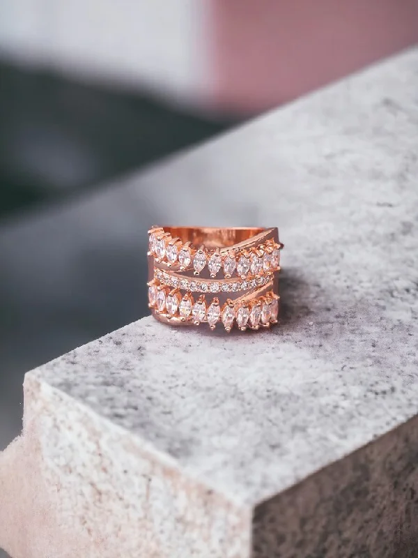 Stackable Wedding Bands-Rose Gold Suresh Zirconia Ring - EOSS