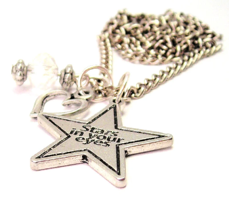 Simple Gold Pendant Necklace-Stars In Your Eyes Necklace with Small Heart