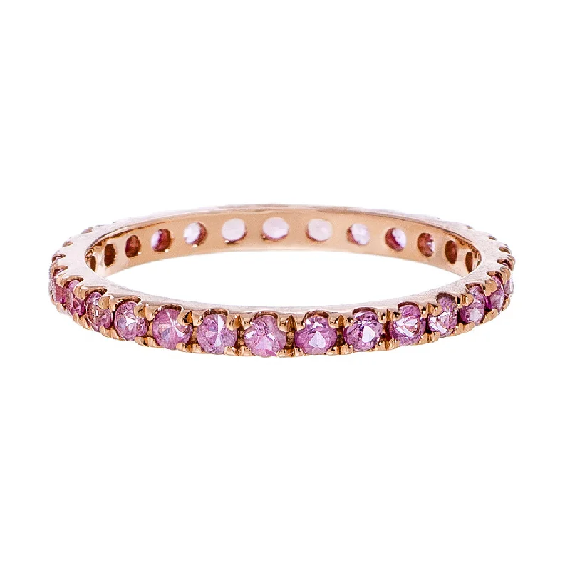 Wedding Ring with Diamonds-Josephine Band Rose Gold Pink Sapphire 2mm