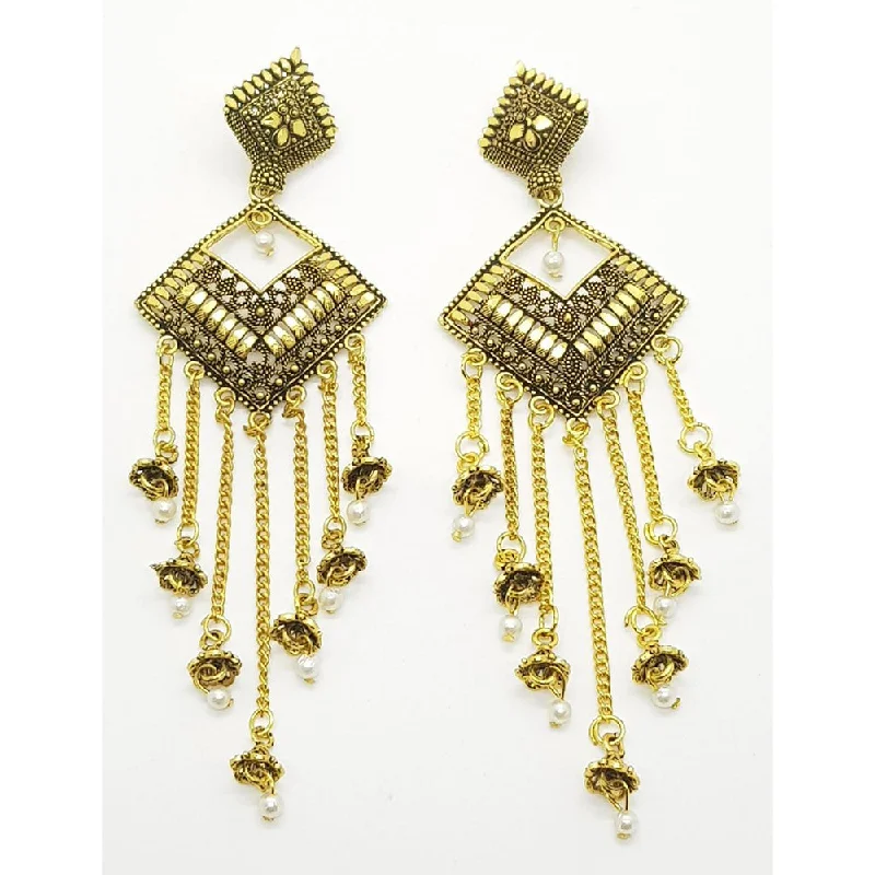 Swaying Earrings-Raiyaraj Gold Plated Pack Of 3 Dangler Earrings -RREAR11