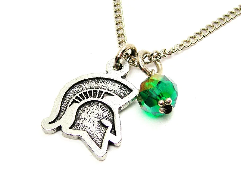 Vintage Gold Necklace-Spartans Mascot Silhouette Necklace with Crystal Accent