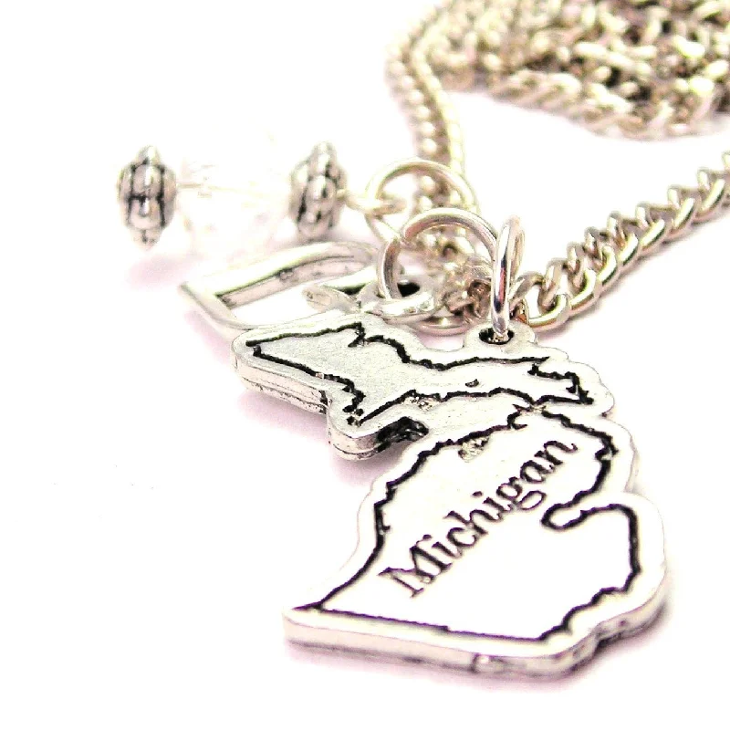 Diamond Pendant Necklace-Michigan Necklace with Small Heart