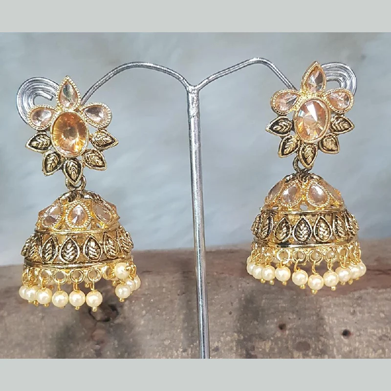 Gemstone Earrings for Wedding-Shreeji Gold Plated Jhumki Earrings