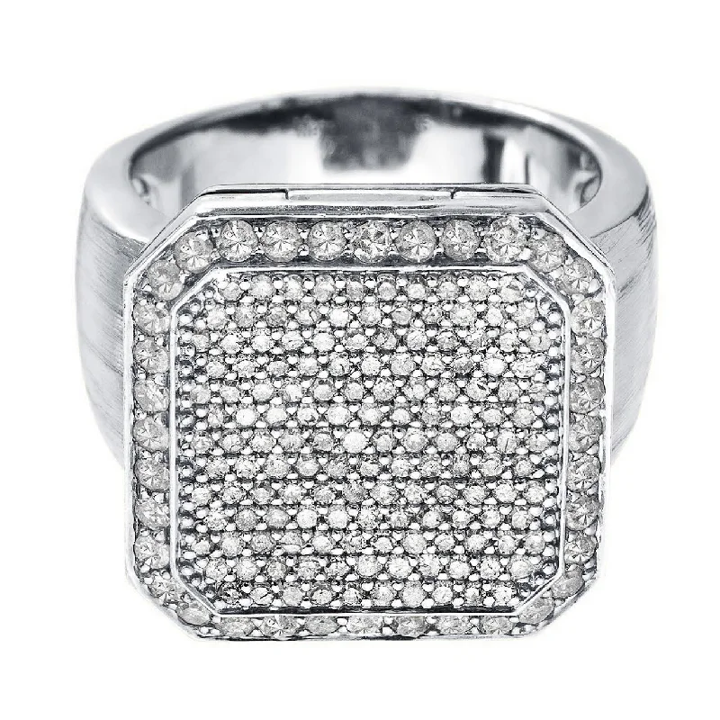 Engagement Ring with Side Stones-Poison Ring Grande Full Pavé White Gold