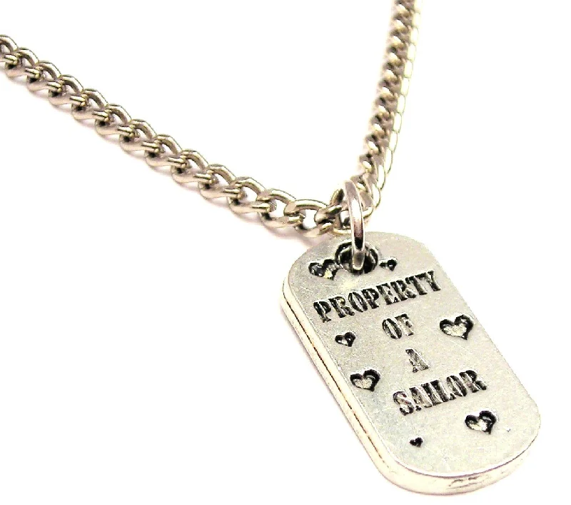 Unique Gold Necklace for Women-Property Of A Sailor Single Charm Necklace