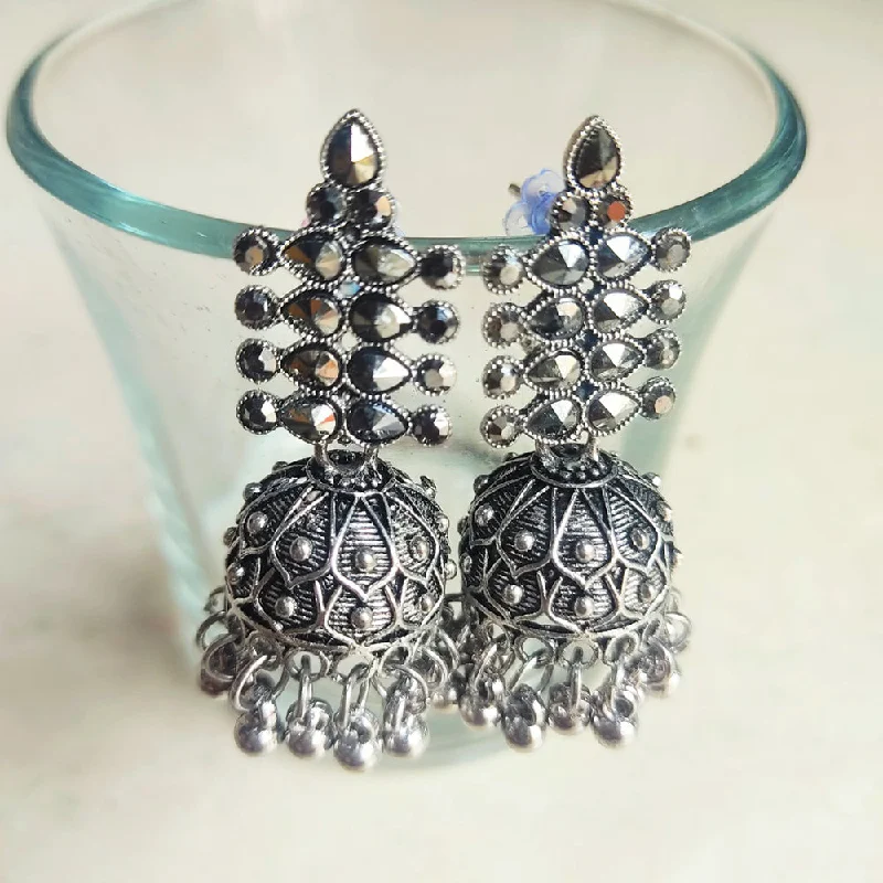 Gemstone Stud Earrings for Bridal-H K Fashion Oxidised Plated Jhumki Earrings