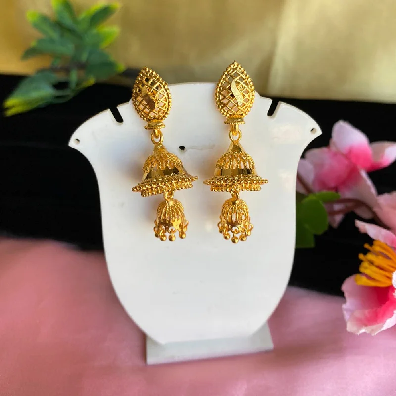 Lightweight Stud Earrings-Mahavir Gold Plated Jhumkis Earrings