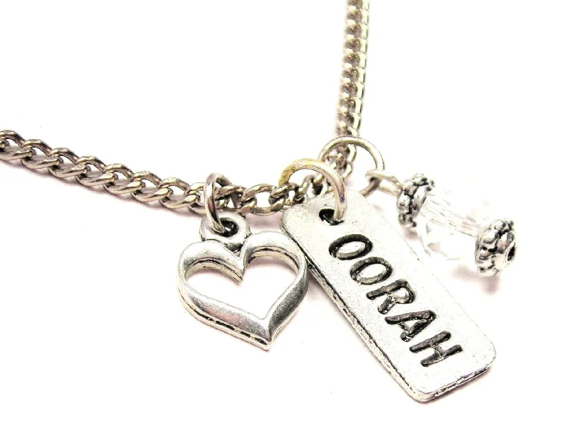 Classic Gold Necklace for Women-Oorah Tab Necklace with Small Heart