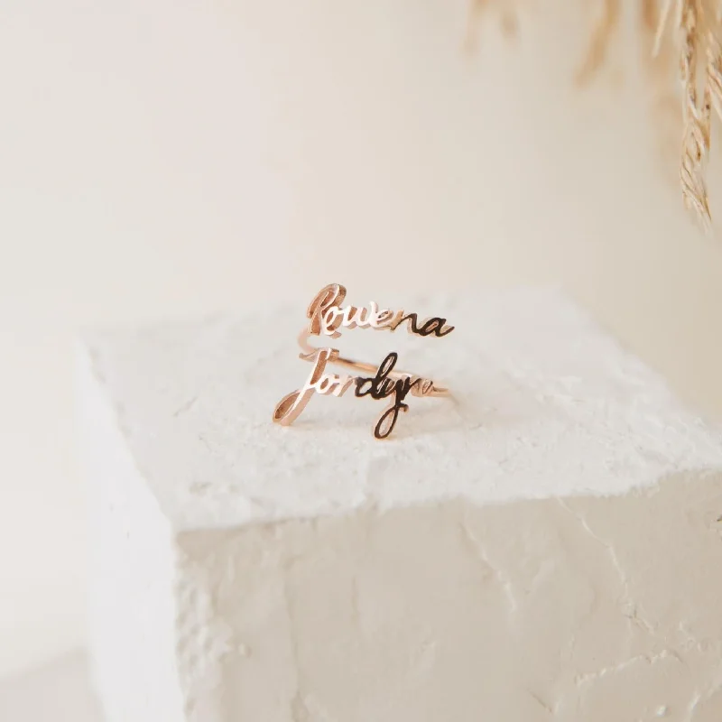 Handmade Engagement Ring-Grace Duo Name Ring