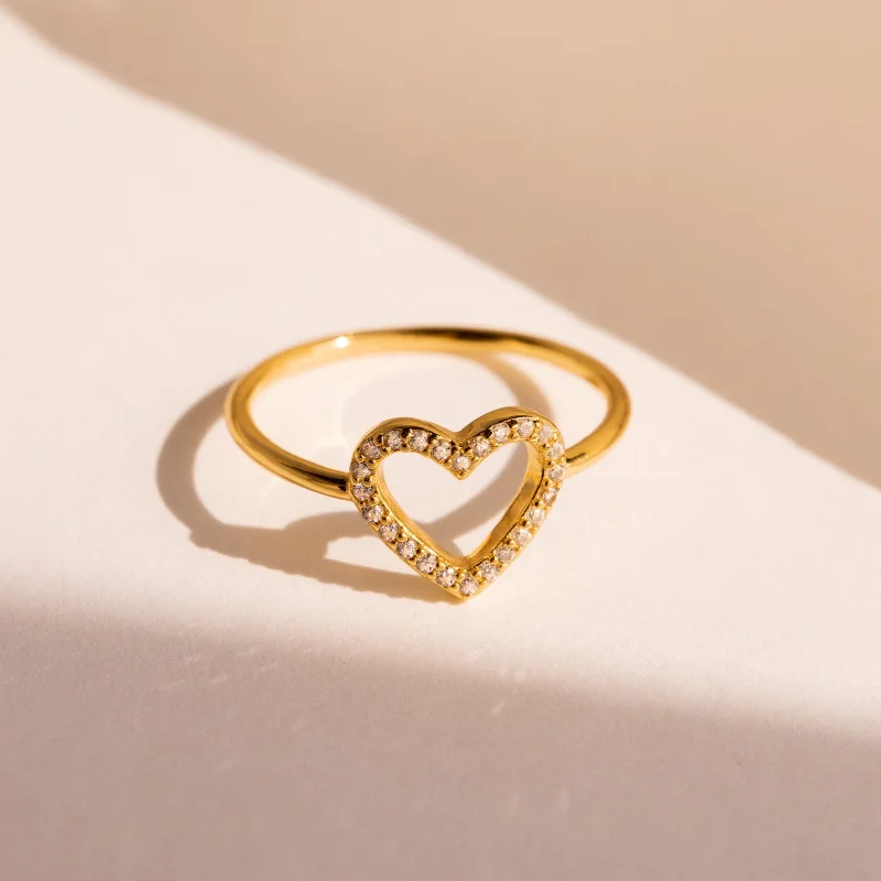 Matching Couple Rings-Aphrodite Pave Heart Ring