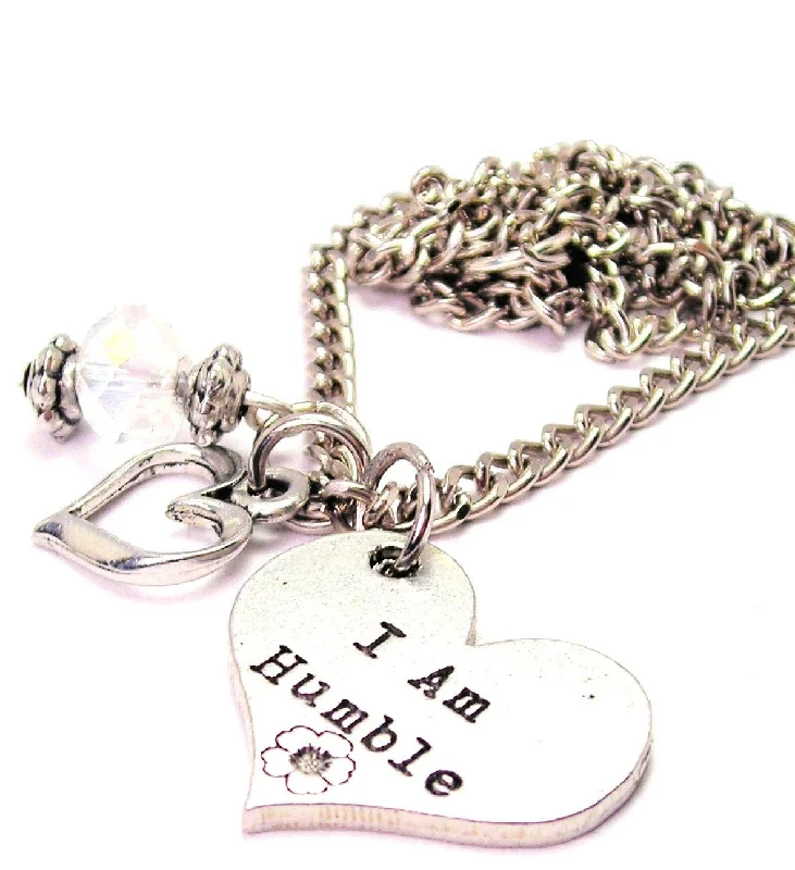 Luxury Diamond Necklace-I Am Humble Necklace with Small Heart