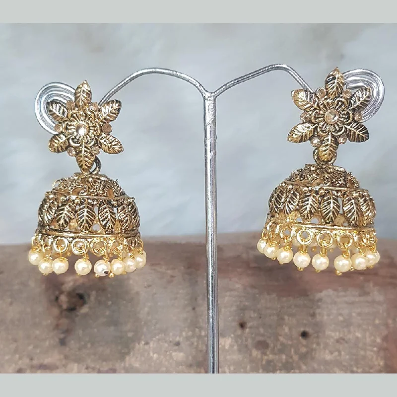 Blue Gem Earrings-Shreeji Gold Plated Jhumki Earrings