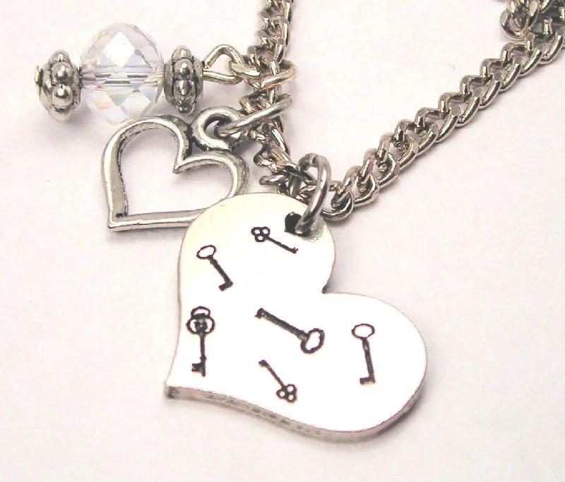 Crystal Necklace for Wedding-Keys All Over Your Heart And Crystal Necklace