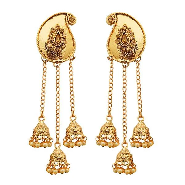 Stud Earrings with Stones-Kriaa Brown Austrian Stone Gold Plated Dangler Earrings - 1310559A