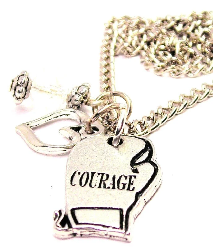 Custom Family Tree Necklace-Courage Boxing Glove Necklace with Small Heart