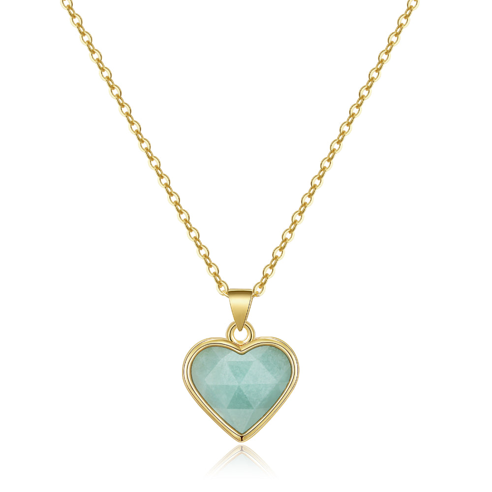 Elegant Choker Necklace-Natural Amazonite Heart Pendant Necklace