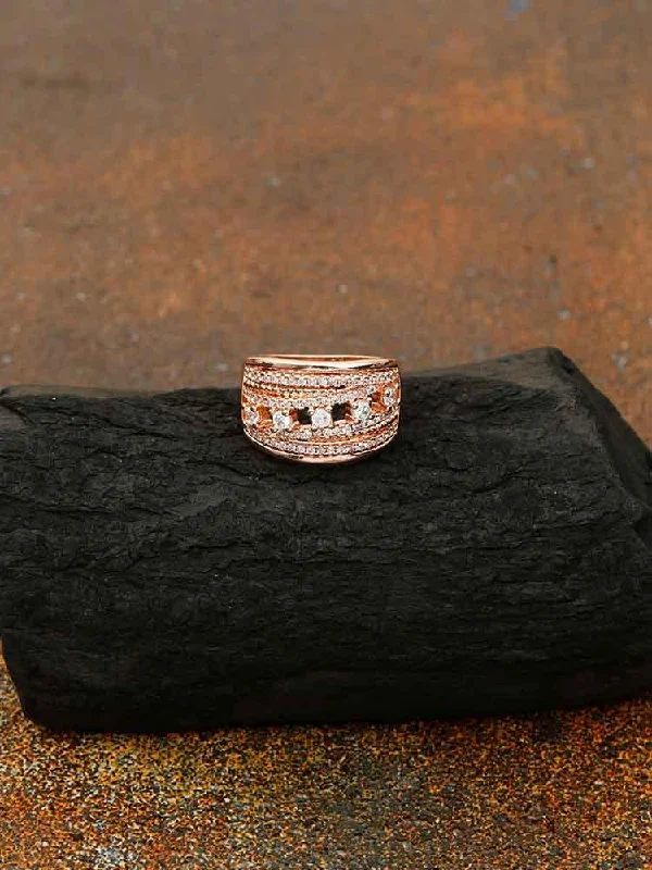 Fashion Ring for Women-Rose Gold Shagufta Zirconia Ring