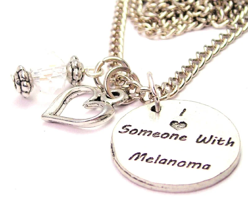 Women’s Gold Necklace-I Love Someone With Melanoma Necklace with Small Heart