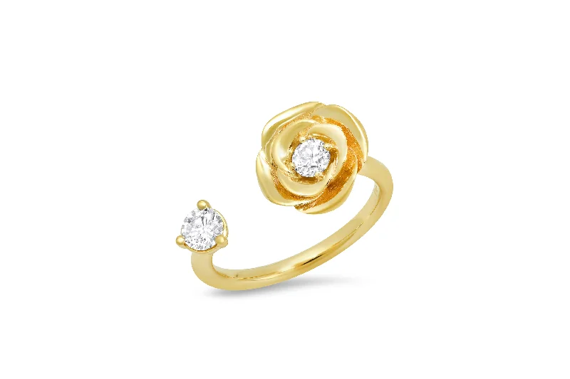 Bezel Set Engagement Ring-Rose Ring