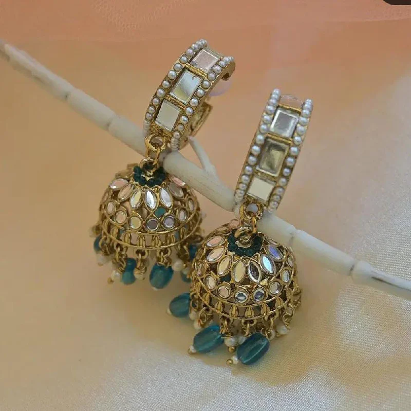 Long Crystal Earrings-Manisha Jewellery Gold Plated Mirror Jhumki Earrings