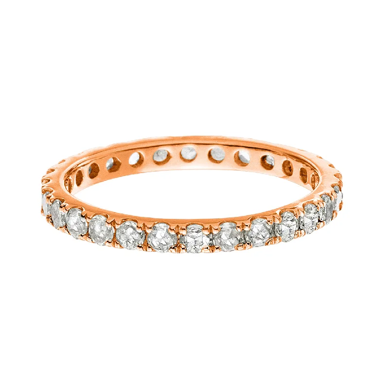 Oval Diamond Ring-Josephine Band Rose Gold White Diamond 2mm