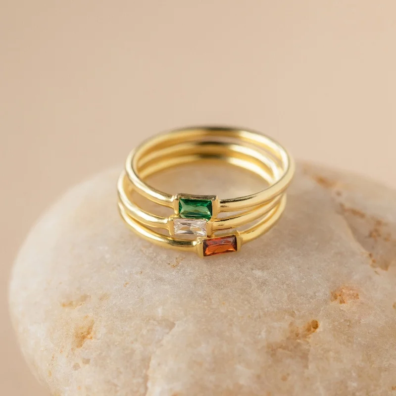 Unique Wedding Rings-Baguette Birthstone Ring