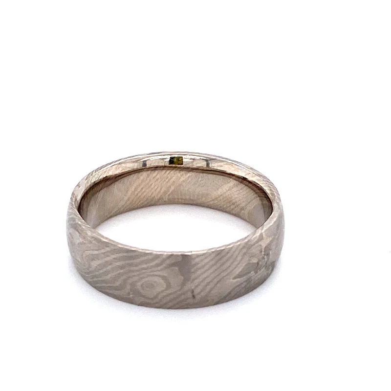 Unique Gemstone Ring-Chris Ploof Mokume Gane Birich Pattern Band