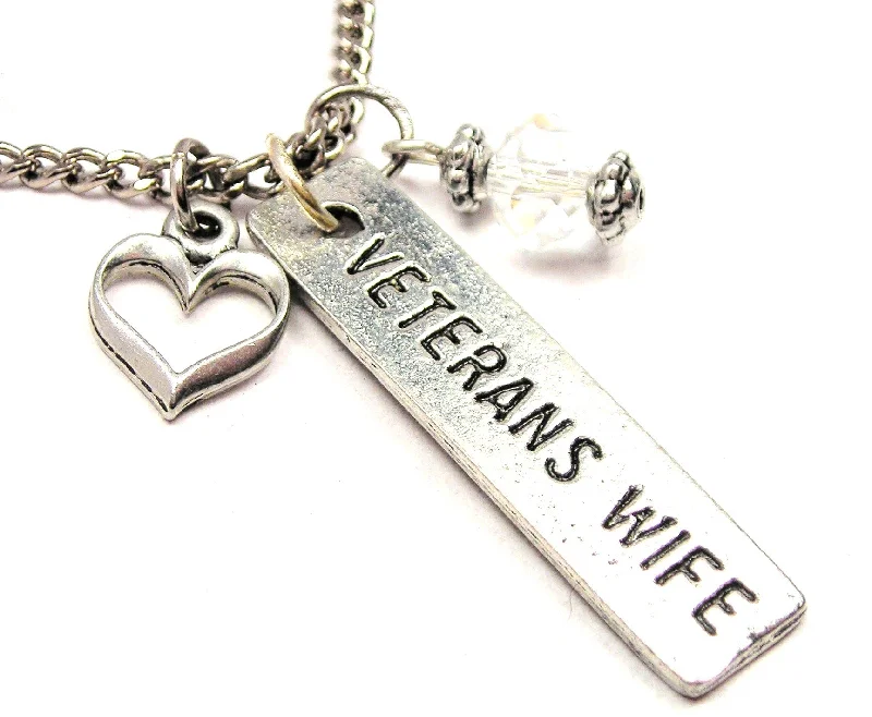 Gold Chain Necklace for Men-Veterans Wife Tab Necklace with Small Heart