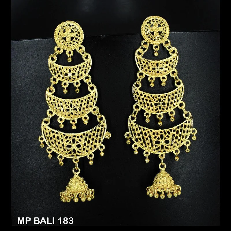 Minimalist Drop Earrings-Mahavir Forming Gold Plated Dangler Earrings  - MP BALI 183