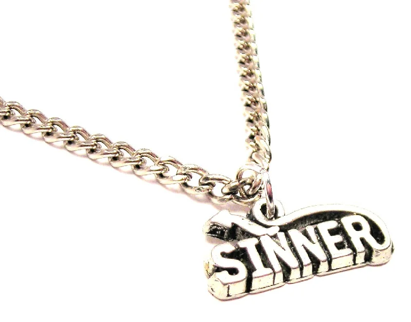 Large Pendant Necklace-Sinner Single Charm Necklace